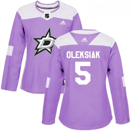Womens Adidas Dallas Stars 5 Jamie Oleksiak Authentic Purple Fights Cancer Practice NHL Jersey Womens Adidas Dallas Stars 5 Jamie Oleksiak Authentic Purple Fights Cancer Practice NHL Jersey