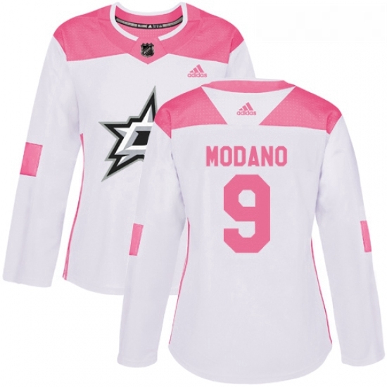 Womens Adidas Dallas Stars 9 Mike Modano Authentic WhitePink Fashion NHL Jersey Womens Adidas Dallas Stars 9 Mike Modano Authentic WhitePink Fashion NHL Jersey