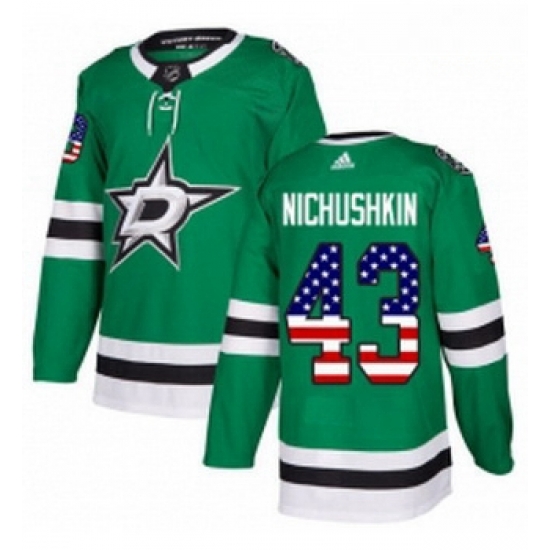Youth Adidas Dallas Stars 43 Valeri Nichushkin Authentic Green USA Flag Fashion NHL Jersey Youth Adidas Dallas Stars 43 Valeri Nichushkin Authentic Green USA Flag Fashion NHL Jersey