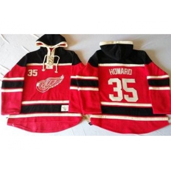 Detroit Red Wings 35 Jimmy Howard Red Sawyer Hooded Sweatshirt Stitched NHL Jersey Detroit Red Wings 35 Jimmy Howard Red Sawyer Hooded Sweatshirt Stitched NHL Jersey