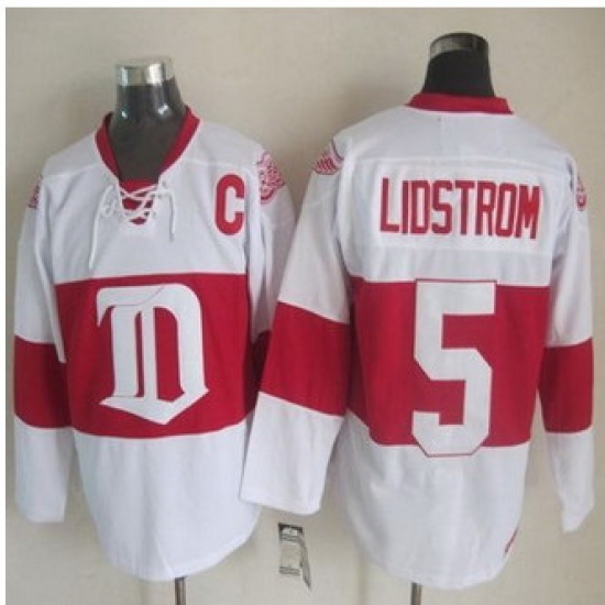 Detroit Red Wings #5 Nicklas Lidstrom White Winter Classic CCM Throwback Stitched NHL jersey Detroit Red Wings #5 Nicklas Lidstrom White Winter Classic CCM Throwback Stitched NHL jersey
