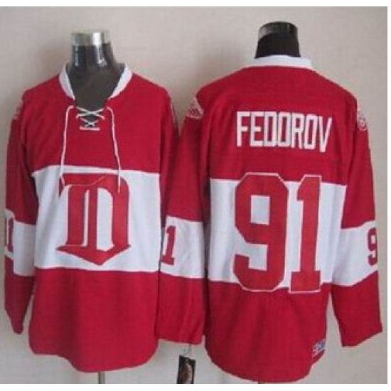 Detroit Red Wings #91 Sergei Fedorov Red Winter Classic CCM Throwback Stitched NHL Jersey Detroit Red Wings #91 Sergei Fedorov Red Winter Classic CCM Throwback Stitched NHL Jersey