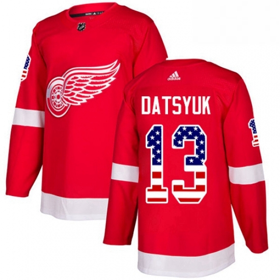 Mens Adidas Detroit Red Wings 13 Pavel Datsyuk Authentic Red USA Flag Fashion NHL Jersey Mens Adidas Detroit Red Wings 13 Pavel Datsyuk Authentic Red USA Flag Fashion NHL Jersey