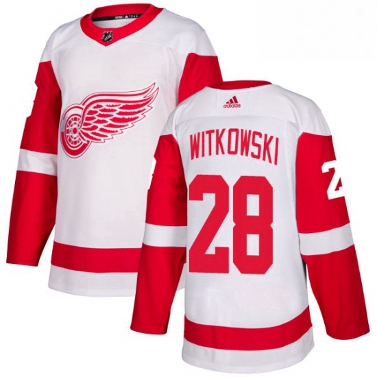 Mens Adidas Detroit Red Wings 28 Luke Witkowski Authentic White Away NHL Jersey Mens Adidas Detroit Red Wings 28 Luke Witkowski Authentic White Away NHL Jersey