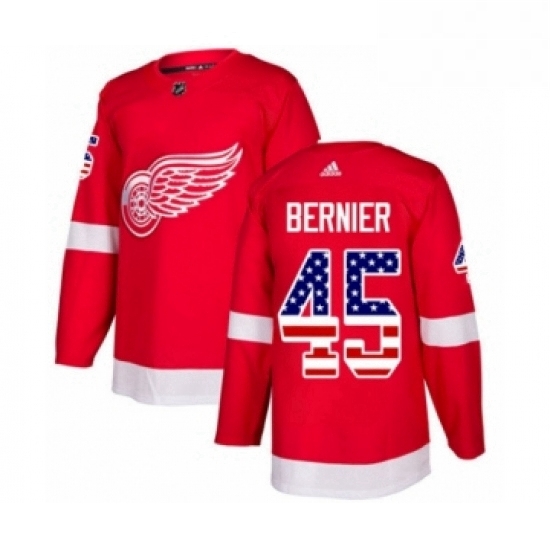 Mens Adidas Detroit Red Wings 45 Jonathan Bernier Authentic Red USA Flag Fashion NHL Jersey Mens Adidas Detroit Red Wings 45 Jonathan Bernier Authentic Red USA Flag Fashion NHL Jersey