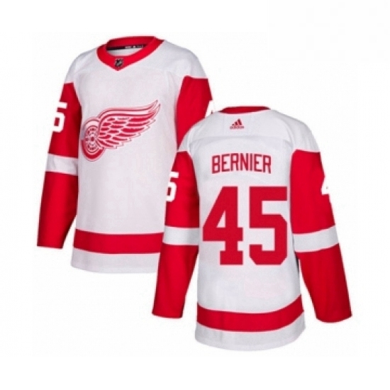Mens Adidas Detroit Red Wings 45 Jonathan Bernier Authentic White Away NHL Jersey Mens Adidas Detroit Red Wings 45 Jonathan Bernier Authentic White Away NHL Jersey