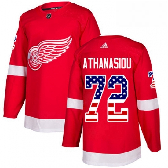 Mens Adidas Detroit Red Wings 72 Andreas Athanasiou Authentic Red USA Flag Fashion NHL Jersey Mens Adidas Detroit Red Wings 72 Andreas Athanasiou Authentic Red USA Flag Fashion NHL Jersey