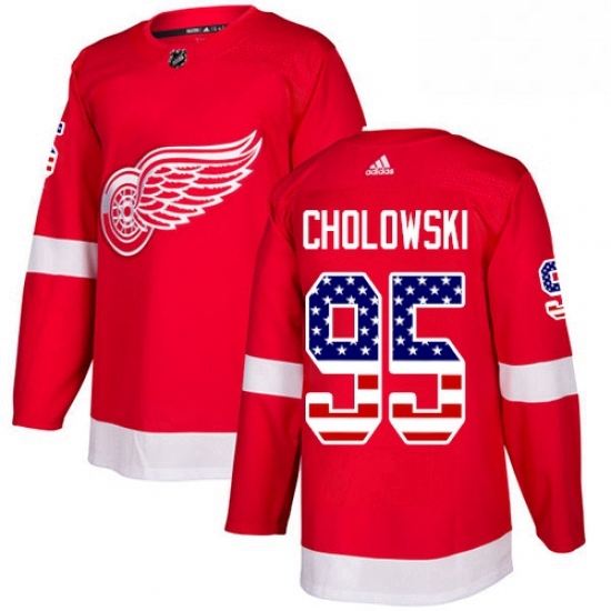 Mens Adidas Detroit Red Wings 95 Dennis Cholowski Authentic Red USA Flag Fashion NHL Jersey Mens Adidas Detroit Red Wings 95 Dennis Cholowski Authentic Red USA Flag Fashion NHL Jersey