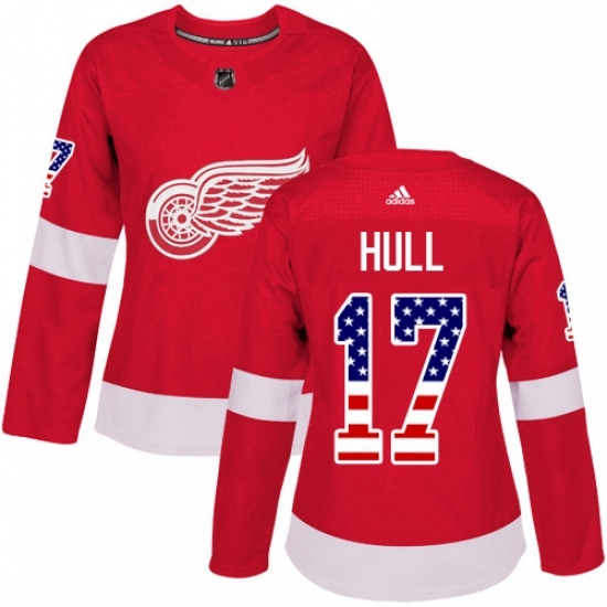 Womens Adidas Detroit Red Wings 17 Brett Hull Authentic Red USA Flag Fashion NHL Jersey Womens Adidas Detroit Red Wings 17 Brett Hull Authentic Red USA Flag Fashion NHL Jersey