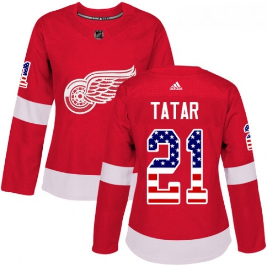 Womens Adidas Detroit Red Wings 21 Tomas Tatar Authentic Red USA Flag Fashion NHL Jersey Womens Adidas Detroit Red Wings 21 Tomas Tatar Authentic Red USA Flag Fashion NHL Jersey
