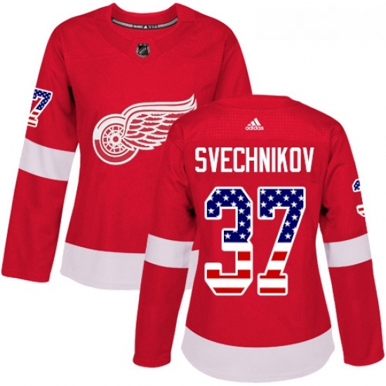 Womens Adidas Detroit Red Wings 37 Evgeny Svechnikov Authentic Red USA Flag Fashion NHL Jersey Womens Adidas Detroit Red Wings 37 Evgeny Svechnikov Authentic Red USA Flag Fashion NHL Jersey