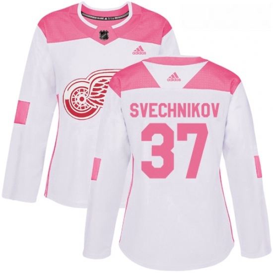 Womens Adidas Detroit Red Wings 37 Evgeny Svechnikov Authentic WhitePink Fashion NHL Jersey Womens Adidas Detroit Red Wings 37 Evgeny Svechnikov Authentic WhitePink Fashion NHL Jersey