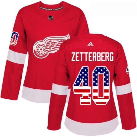 Womens Adidas Detroit Red Wings 40 Henrik Zetterberg Authentic Red USA Flag Fashion NHL Jersey Womens Adidas Detroit Red Wings 40 Henrik Zetterberg Authentic Red USA Flag Fashion NHL Jersey