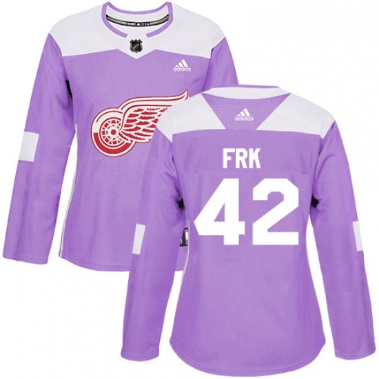 Womens Adidas Detroit Red Wings 42 Martin Frk Authentic Purple Fights Cancer Practice NHL Jersey Womens Adidas Detroit Red Wings 42 Martin Frk Authentic Purple Fights Cancer Practice NHL Jersey