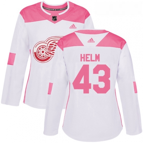 Womens Adidas Detroit Red Wings 43 Darren Helm Authentic WhitePink Fashion NHL Jersey Womens Adidas Detroit Red Wings 43 Darren Helm Authentic WhitePink Fashion NHL Jersey