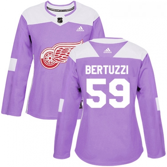 Womens Adidas Detroit Red Wings 59 Tyler Bertuzzi Authentic Purple Fights Cancer Practice NHL Jersey Womens Adidas Detroit Red Wings 59 Tyler Bertuzzi Authentic Purple Fights Cancer Practice NHL Jersey