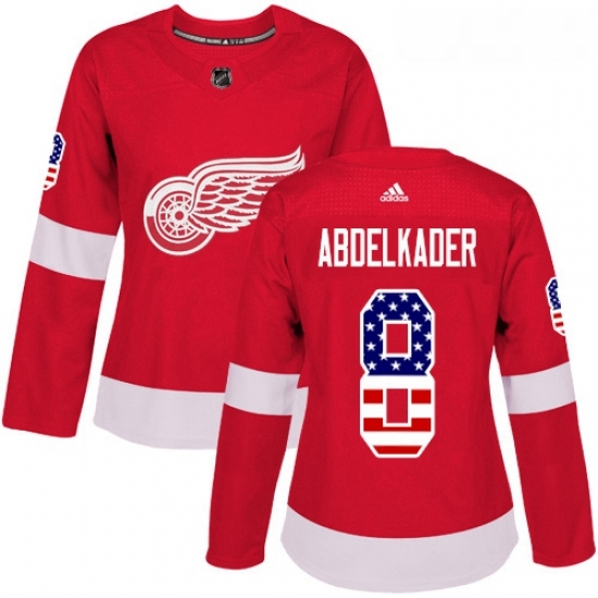 Womens Adidas Detroit Red Wings 8 Justin Abdelkader Authentic Red USA Flag Fashion NHL Jersey Womens Adidas Detroit Red Wings 8 Justin Abdelkader Authentic Red USA Flag Fashion NHL Jersey