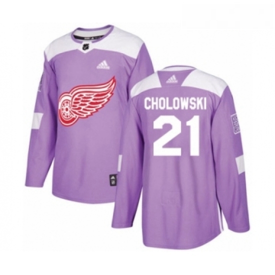 Youth Adidas Detroit Red Wings 21 Dennis Cholowski Authentic Purple Fights Cancer Practice NHL Jersey Youth Adidas Detroit Red Wings 21 Dennis Cholowski Authentic Purple Fights Cancer Practice NHL Jersey