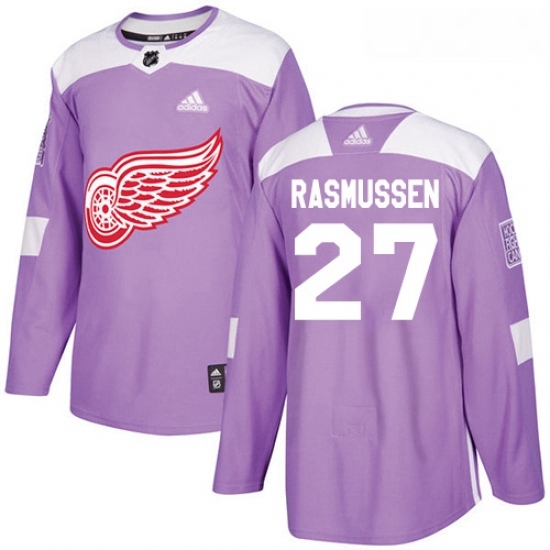 Youth Adidas Detroit Red Wings 27 Michael Rasmussen Authentic Purple Fights Cancer Practice NHL Jersey Youth Adidas Detroit Red Wings 27 Michael Rasmussen Authentic Purple Fights Cancer Practice NHL Jersey