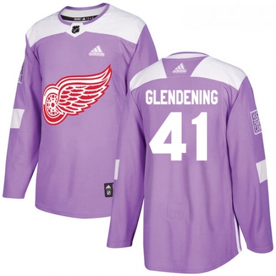 Youth Adidas Detroit Red Wings 41 Luke Glendening Authentic Purple Fights Cancer Practice NHL Jersey Youth Adidas Detroit Red Wings 41 Luke Glendening Authentic Purple Fights Cancer Practice NHL Jersey