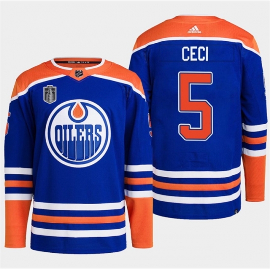 Men Edmonton Oilers 5 Cody Ceci Royal 2024 Stanley Cup Final Patch Stitched Jersey Men Edmonton Oilers 5 Cody Ceci Royal 2024 Stanley Cup Final Patch Stitched Jersey