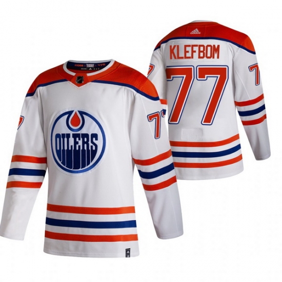 Men Edmonton Oilers 77 Oscar Klefblom White Adidas 2020 21 Reverse Retro Alternate NHL Jersey Men Edmonton Oilers 77 Oscar Klefblom White Adidas 2020 21 Reverse Retro Alternate NHL Jersey