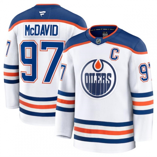 Men Edmonton Oilers 97 Connor McDavid White 2024 25 Away Stitched Hockey Jersey Men Edmonton Oilers 97 Connor McDavid White 2024 25 Away Stitched Hockey Jersey