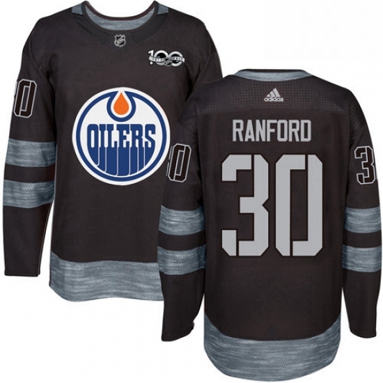 Mens Adidas Edmonton Oilers 30 Bill Ranford Authentic Black 1917 2017 100th Anniversary NHL Jersey Mens Adidas Edmonton Oilers 30 Bill Ranford Authentic Black 1917 2017 100th Anniversary NHL Jersey
