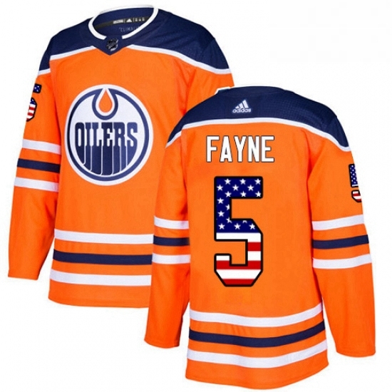 Mens Adidas Edmonton Oilers 5 Mark Fayne Authentic Orange USA Flag Fashion NHL Jersey Mens Adidas Edmonton Oilers 5 Mark Fayne Authentic Orange USA Flag Fashion NHL Jersey