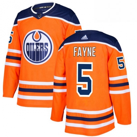 Mens Adidas Edmonton Oilers 5 Mark Fayne Premier Orange Home NHL Jersey Mens Adidas Edmonton Oilers 5 Mark Fayne Premier Orange Home NHL Jersey