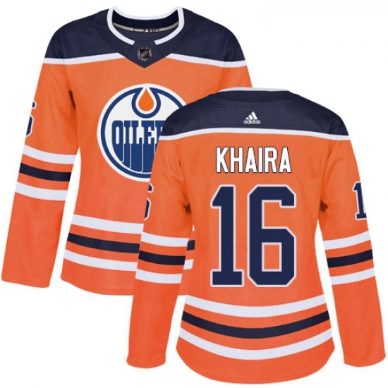 Womens Adidas Edmonton Oilers 16 Jujhar Khaira Authentic Orange Home NHL Jersey Womens Adidas Edmonton Oilers 16 Jujhar Khaira Authentic Orange Home NHL Jersey