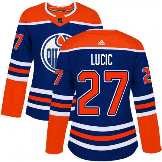 Womens Adidas Edmonton Oilers 27 Milan Lucic Authentic Royal Blue Alternate NHL Jersey Womens Adidas Edmonton Oilers 27 Milan Lucic Authentic Royal Blue Alternate NHL Jersey