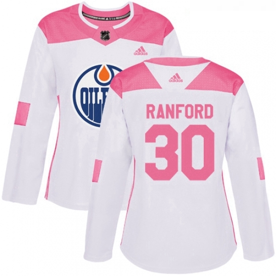 Womens Adidas Edmonton Oilers 30 Bill Ranford Authentic WhitePink Fashion NHL Jersey Womens Adidas Edmonton Oilers 30 Bill Ranford Authentic WhitePink Fashion NHL Jersey