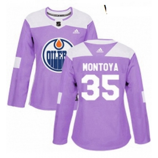 Womens Adidas Edmonton Oilers 35 Al Montoya Authentic Purple Fights Cancer Practice NHL Jersey Womens Adidas Edmonton Oilers 35 Al Montoya Authentic Purple Fights Cancer Practice NHL Jersey