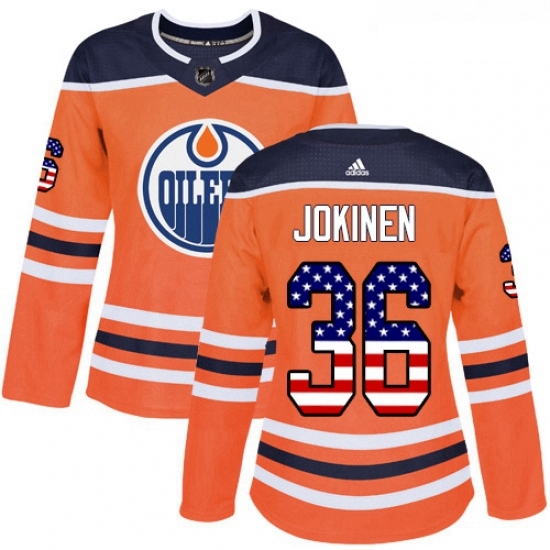 Womens Adidas Edmonton Oilers 36 Jussi Jokinen Authentic Orange USA Flag Fashion NHL Jersey Womens Adidas Edmonton Oilers 36 Jussi Jokinen Authentic Orange USA Flag Fashion NHL Jersey