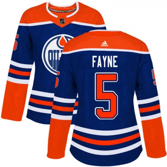 Womens Adidas Edmonton Oilers 5 Mark Fayne Authentic Royal Blue Alternate NHL Jersey Womens Adidas Edmonton Oilers 5 Mark Fayne Authentic Royal Blue Alternate NHL Jersey