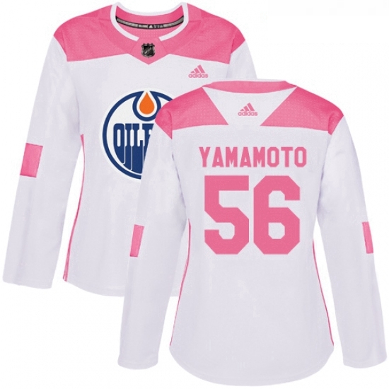 Womens Adidas Edmonton Oilers 56 Kailer Yamamoto Authentic WhitePink Fashion NHL Jersey Womens Adidas Edmonton Oilers 56 Kailer Yamamoto Authentic WhitePink Fashion NHL Jersey