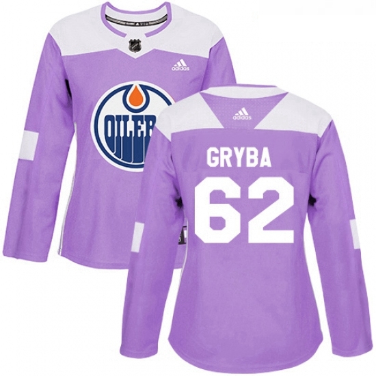 Womens Adidas Edmonton Oilers 62 Eric Gryba Authentic Purple Fights Cancer Practice NHL Jersey Womens Adidas Edmonton Oilers 62 Eric Gryba Authentic Purple Fights Cancer Practice NHL Jersey