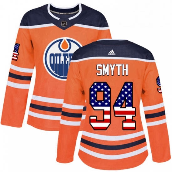 Womens Adidas Edmonton Oilers 94 Ryan Smyth Authentic Orange USA Flag Fashion NHL Jersey Womens Adidas Edmonton Oilers 94 Ryan Smyth Authentic Orange USA Flag Fashion NHL Jersey