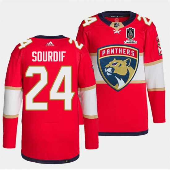 Men Florida Panthers 24 Justin Sourdif Red Home 2024 Stanley Cup Champions Stitched Jersey Men Florida Panthers 24 Justin Sourdif Red Home 2024 Stanley Cup Champions Stitched Jersey