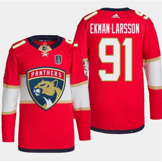 Men Florida Panthers 91 Oliver Ekman Larsson Red 2024 Stanley Cup Final Patch Stitched Jersey Men Florida Panthers 91 Oliver Ekman Larsson Red 2024 Stanley Cup Final Patch Stitched Jersey