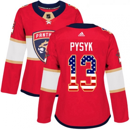 Womens Adidas Florida Panthers 13 Mark Pysyk Authentic Red USA Flag Fashion NHL Jersey Womens Adidas Florida Panthers 13 Mark Pysyk Authentic Red USA Flag Fashion NHL Jersey