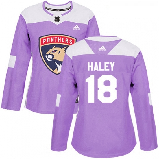 Womens Adidas Florida Panthers 18 Micheal Haley Authentic Purple Fights Cancer Practice NHL Jersey Womens Adidas Florida Panthers 18 Micheal Haley Authentic Purple Fights Cancer Practice NHL Jersey