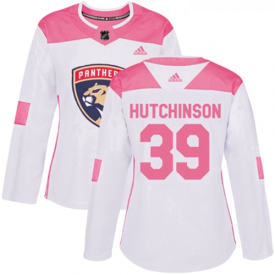 Womens Adidas Florida Panthers 39 Michael Hutchinson Authentic White Pink Fashion NHL Jersey Womens Adidas Florida Panthers 39 Michael Hutchinson Authentic White Pink Fashion NHL Jersey