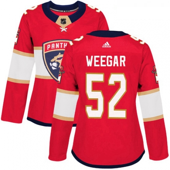 Womens Adidas Florida Panthers 52 MacKenzie Weegar Authentic Red Home NHL Jersey Womens Adidas Florida Panthers 52 MacKenzie Weegar Authentic Red Home NHL Jersey