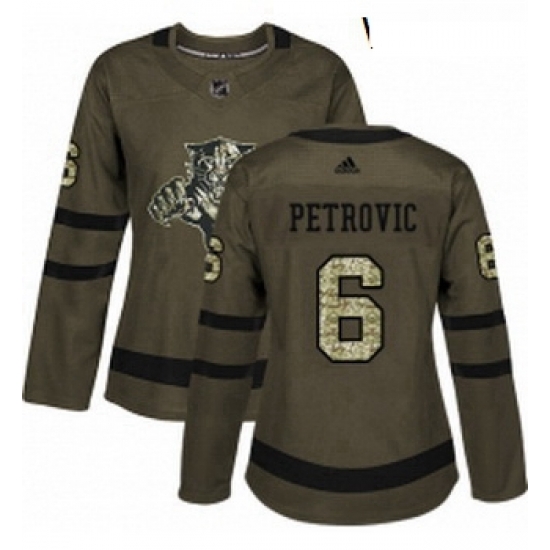 Womens Adidas Florida Panthers 6 Alex Petrovic Authentic Green Salute to Service NHL Jersey Womens Adidas Florida Panthers 6 Alex Petrovic Authentic Green Salute to Service NHL Jersey