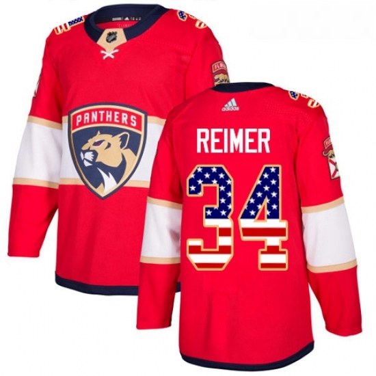 Youth Adidas Florida Panthers 34 James Reimer Authentic Red USA Flag Fashion NHL Jersey 