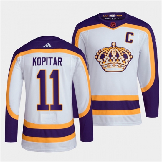 Men Los Angeles Kings 11 Anze Kopitar White 2022 Reverse Retro Stitched Jersey Men Los Angeles Kings 11 Anze Kopitar White 2022 Reverse Retro Stitched Jersey