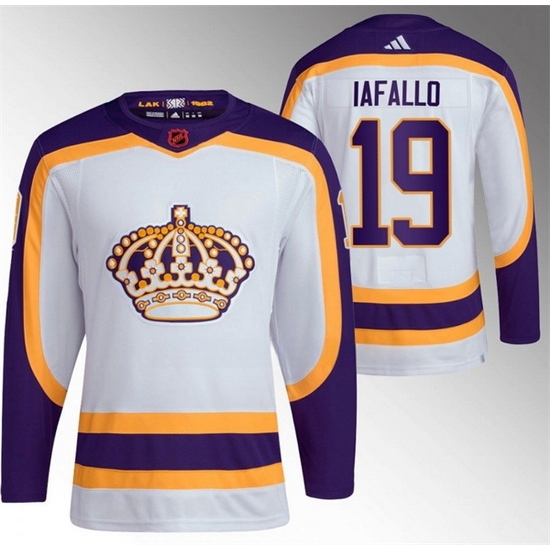 Men Los Angeles Kings 19 Alex Iafallo White 2022 Reverse Retro Stitched Jersey Men Los Angeles Kings 19 Alex Iafallo White 2022 Reverse Retro Stitched Jersey