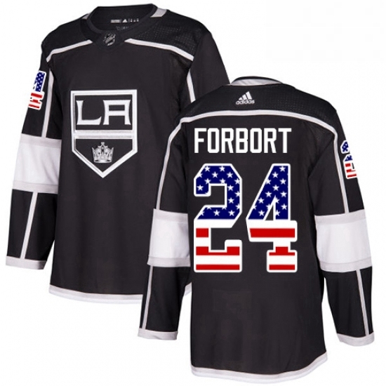 Mens Adidas Los Angeles Kings 24 Derek Forbort Authentic Black USA Flag Fashion NHL Jersey Mens Adidas Los Angeles Kings 24 Derek Forbort Authentic Black USA Flag Fashion NHL Jersey